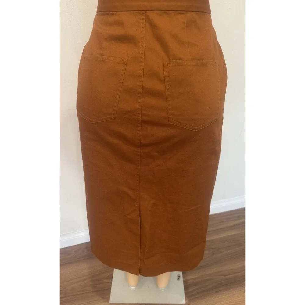 & OTHER STORIES Paris Atelier Women's Brown Button-Up Straight Midi‎ Skirt SZ 4